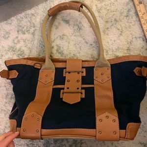 Vintage J.Crew Tote Bag - Navy and Tan